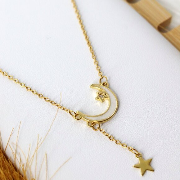 Stainless Steel Moonlight Pendant Necklace - Celestial Charm - Picture 3 of 3